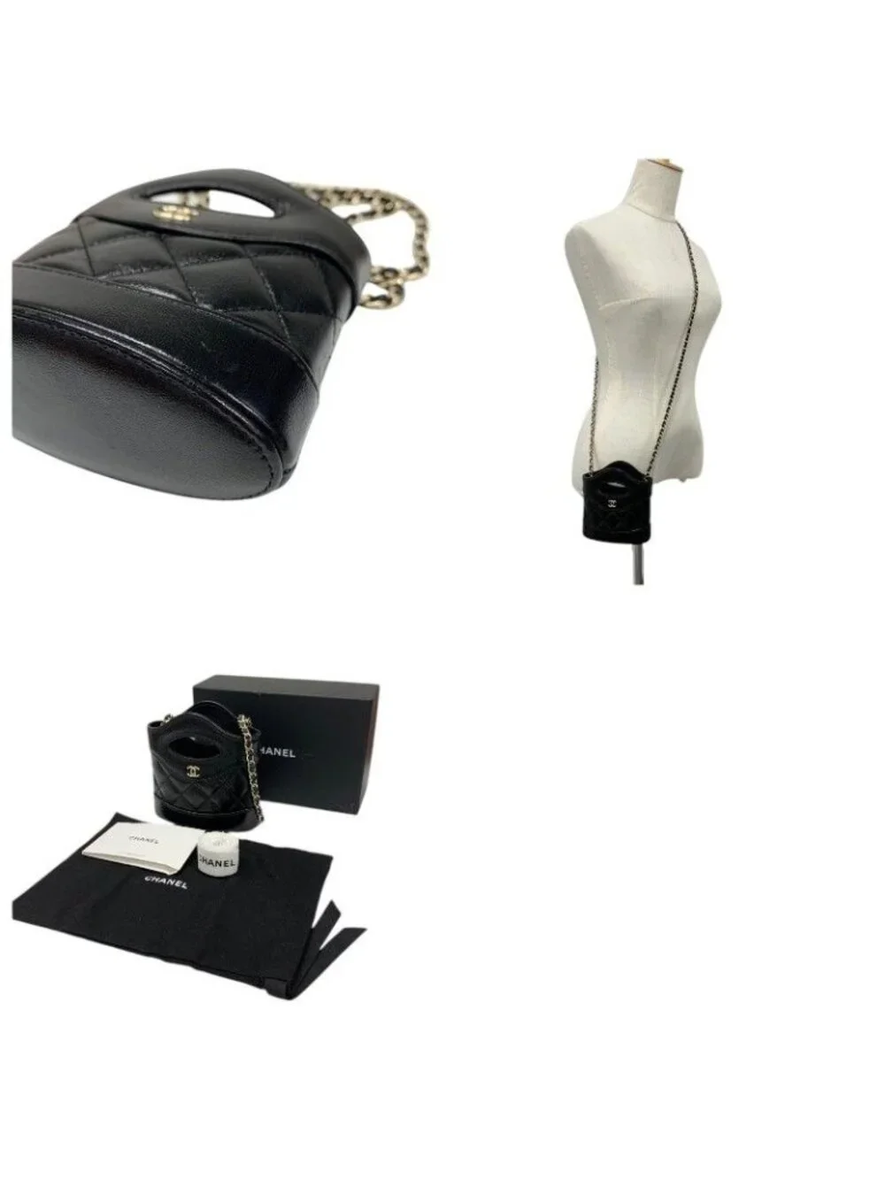 Chanel 31 Shoulder Bag Black Gold Quilted CC Logo Chain Clutch
